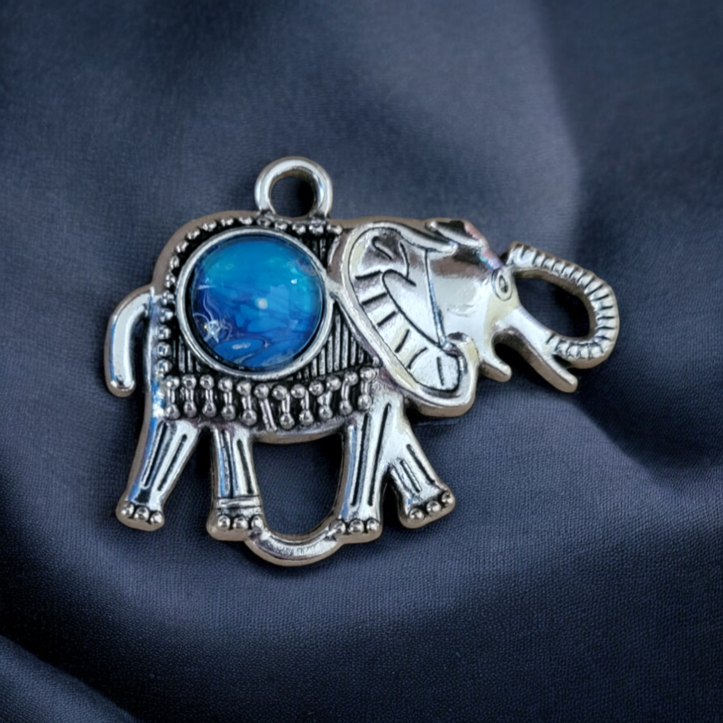 Fluid Art Jewelry - Blue Elephant 1 Pendant - Each piece is Unique