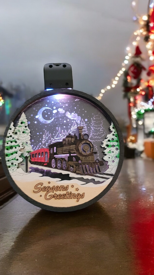3D Train Lighted Ornament - Holiday Train