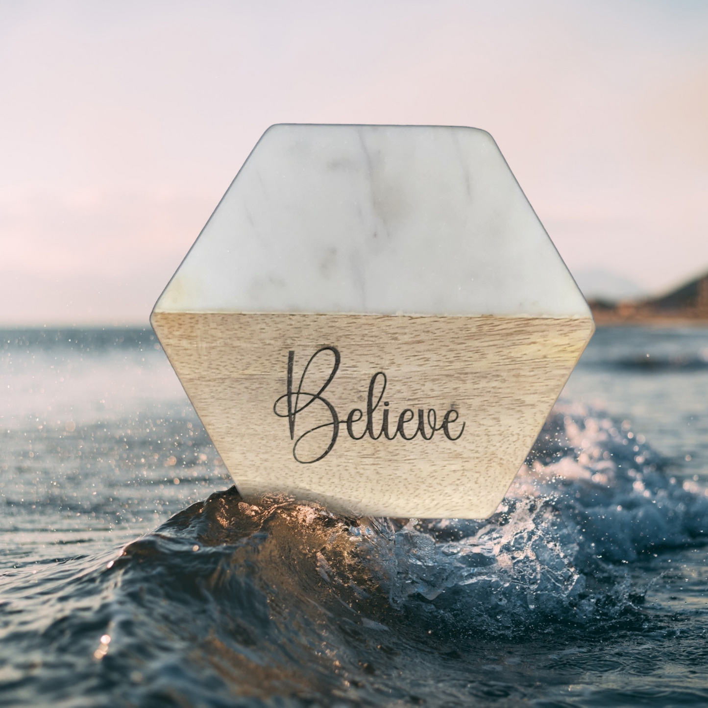 Laser Engraved Coasters - Set of 4 - Faith, Hope, Love, Believe