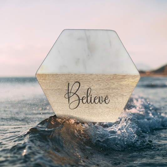 Laser Engraved Coasters - Set of 4 - Faith, Hope, Love, Believe