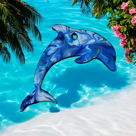 Fluid Art Ornaments - Dolphin 1 - Each piece is Unique