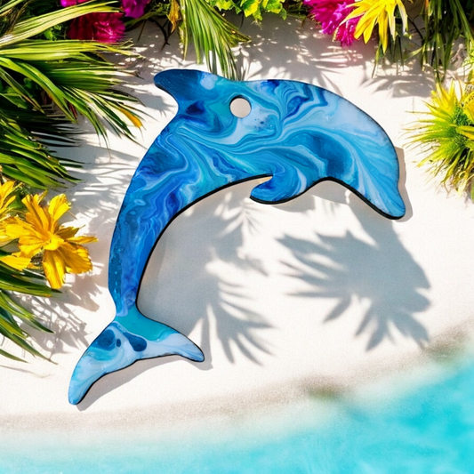 Fluid Art Ornaments - Dolphin 2 - Each piece is Unique