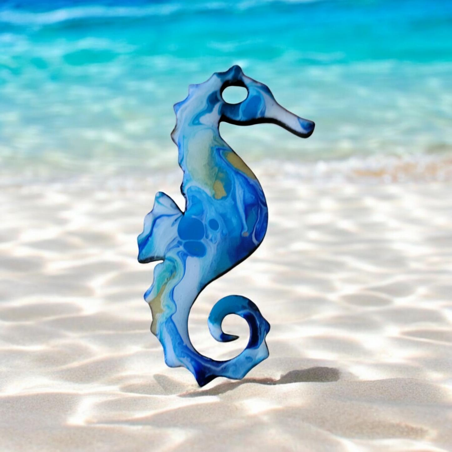 Fluid Art Ornaments - Seahorse 1 - Each piece is Unique