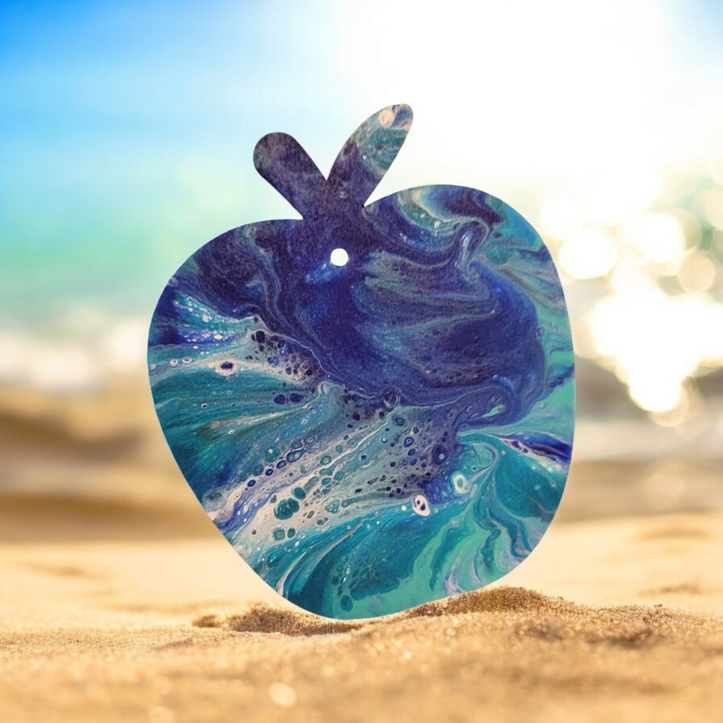 Fluid Art Ornaments - Bad Apple 1 - Each piece is Unique