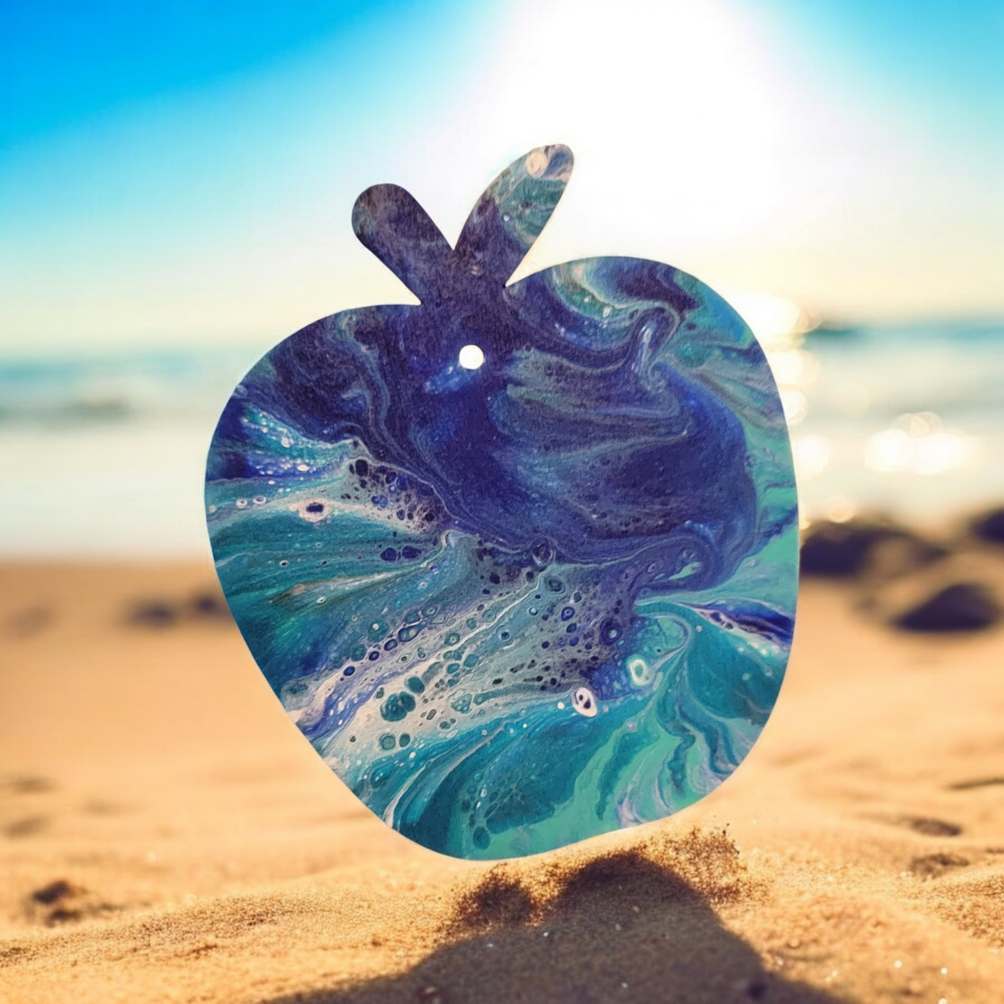 Fluid Art Ornaments - Bad Apple 1 - Each piece is Unique