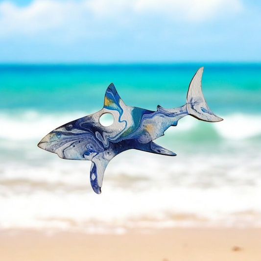 Fluid Art Ornaments - Shark 1 - Each piece is Unique