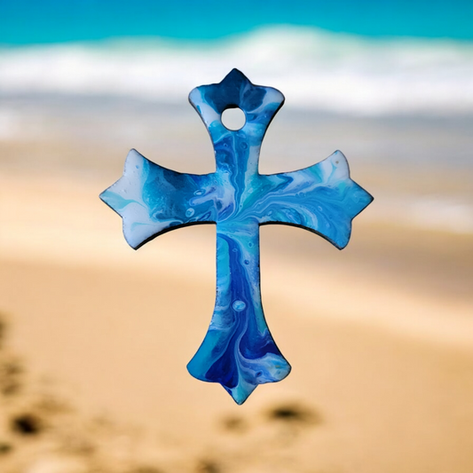 Fluid Art Ornaments - Cross 1 - Each piece is Unique