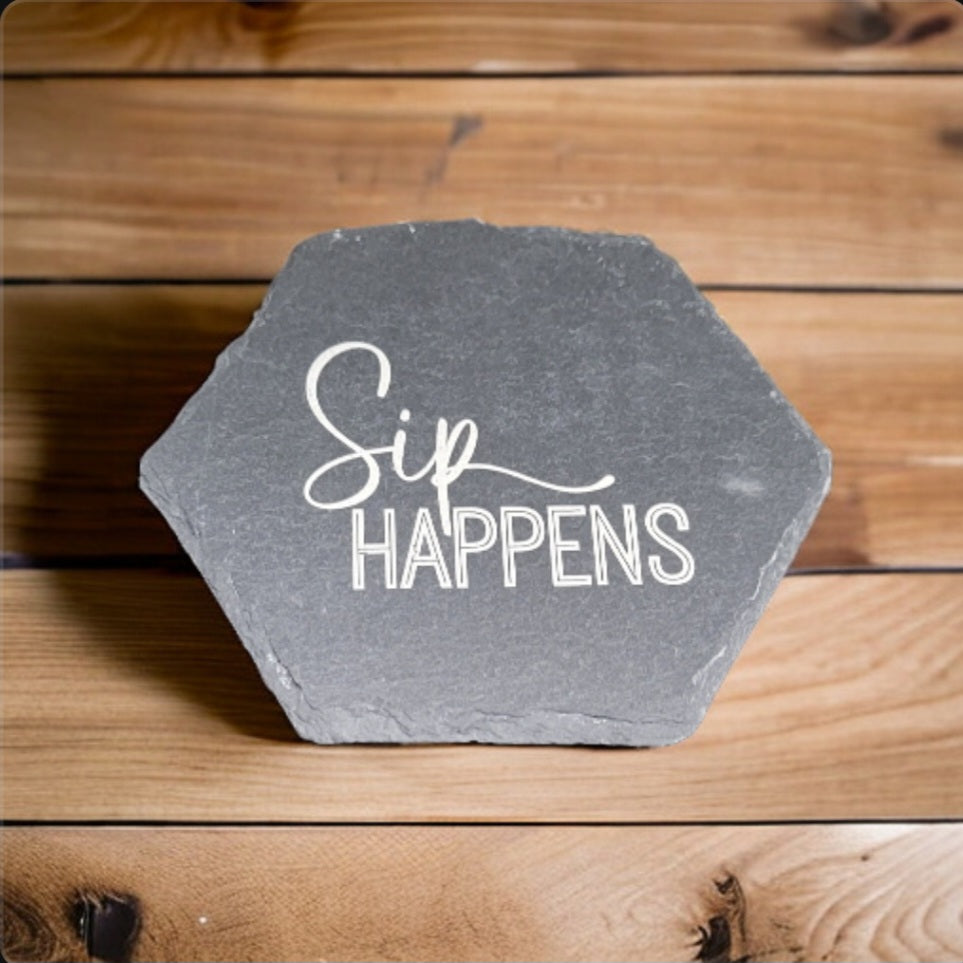 Laser Engraved Slate Coasters - Set of 4 - Liquid Therapy