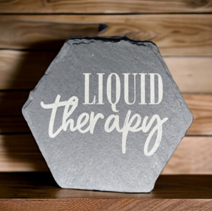 Laser Engraved Slate Coasters - Set of 4 - Liquid Therapy